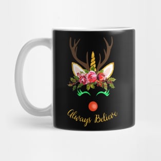 Always Believe T-Shirt Christmas Unicorn Mug